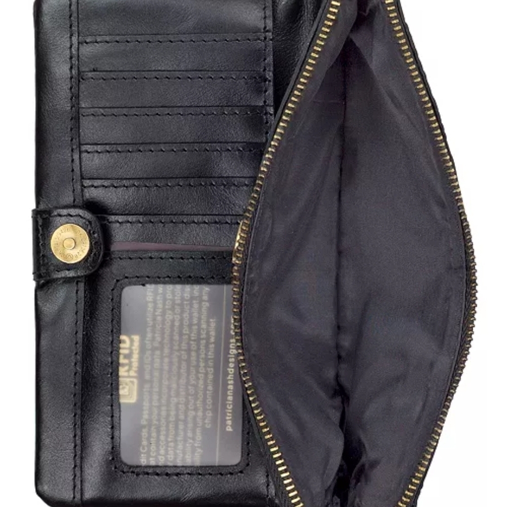 Patricia Nash Black and Gold Embossed Leather Clutch - Picture 6 of 7